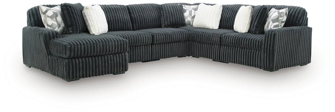 Midnight-madness 6-Piece Fabric Sectional Sofa With Chaise - Gunmetal | Signature Design By Ashley
