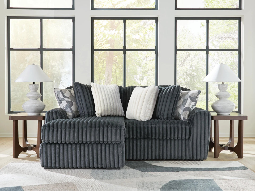 Midnight-madness 2-Piece Fabric Sectional Sofa With Chaise - Gunmetal | Signature Design By Ashley