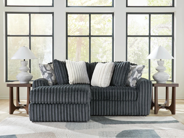 Midnight-madness 2-Piece Fabric Sectional Sofa With Chaise - Gunmetal | Signature Design By Ashley