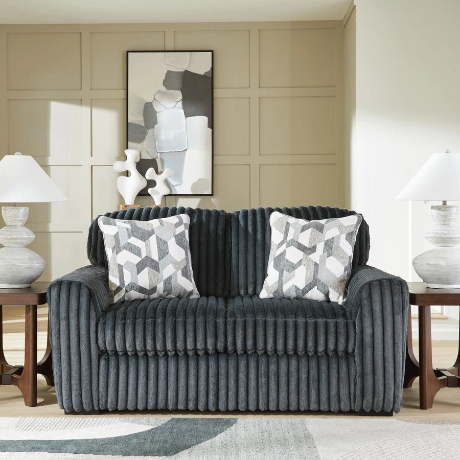 9810535 Midnight-madness Loveseat In Fabric Upholstery - Gunmetal | Signature Design By Ashley