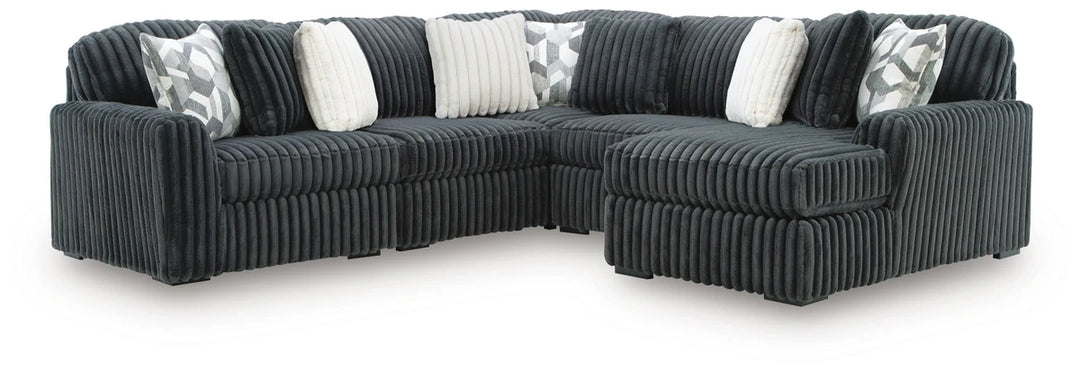 Midnight-madness 5-Piece Fabric Sectional Sofa With Chaise - Gunmetal | Signature Design By Ashley