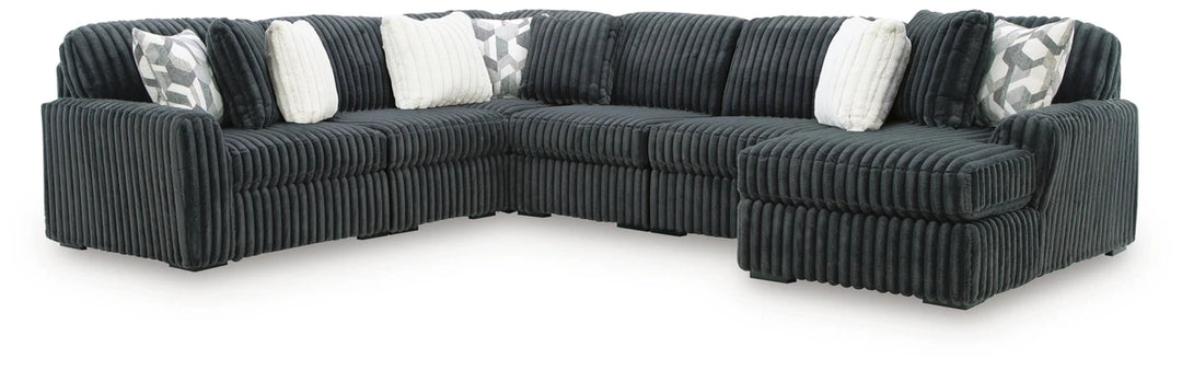 Midnight-madness 6-Piece Fabric Sectional Sofa With Chaise - Gunmetal | Signature Design By Ashley