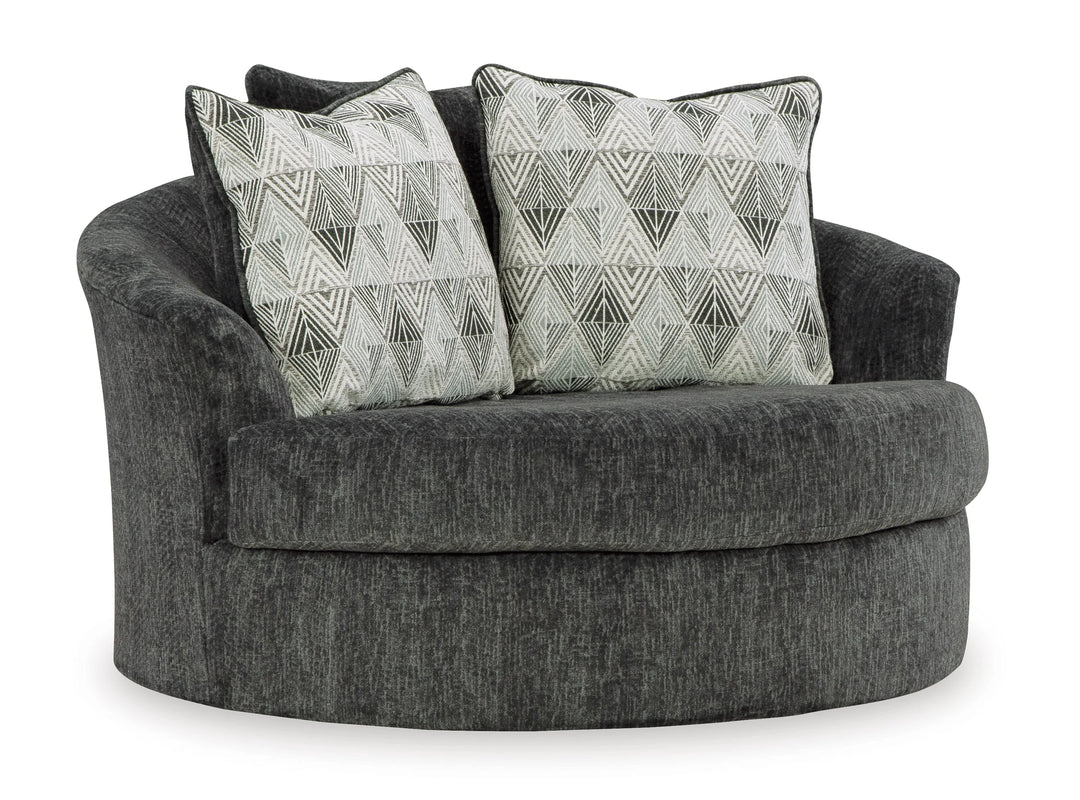 3550421 Biddeford Oversized Swivel Accent Chair In Fabric Upholstery - Shadow | Signature Design By Ashley