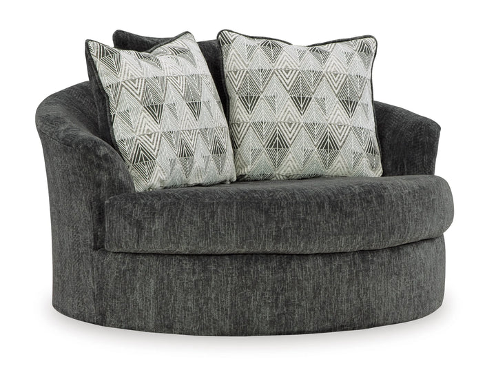 3550421 Biddeford Oversized Swivel Accent Chair In Fabric Upholstery - Shadow | Signature Design By Ashley