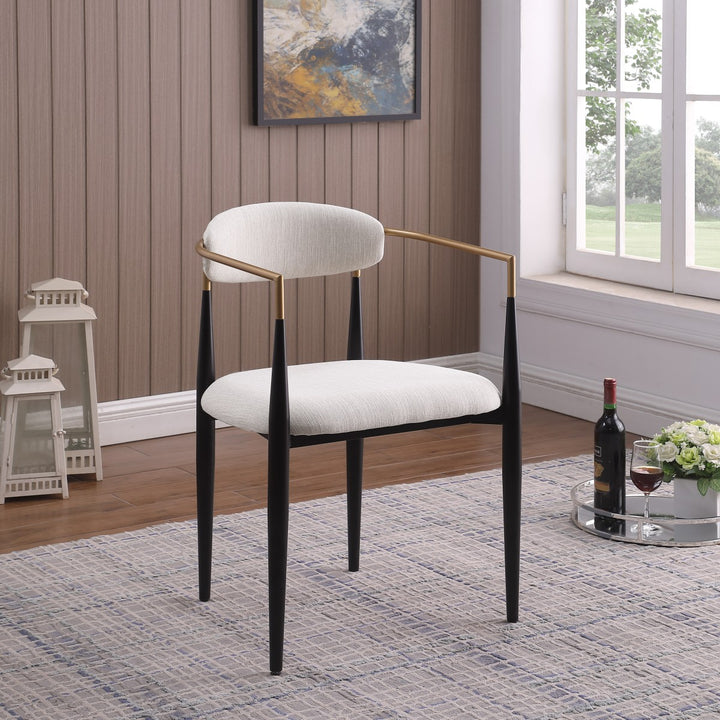 Oriva Fabric Upholstered Dining Chair With Metal Frame (Set of 2) - Black/ Gold/ Beige