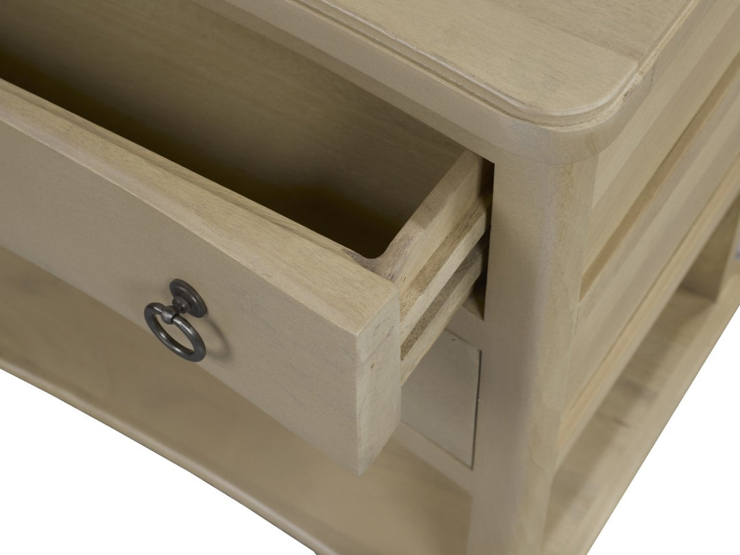 Suliet Solid Wooden Oak Nightstand With Two Storage Drawers