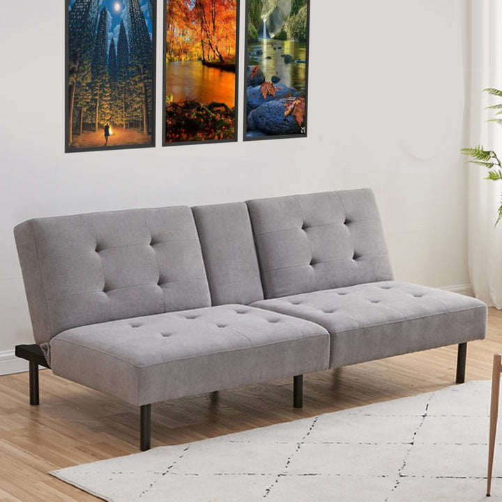 Lucas Fabric Upholstered Sofa Bed In Grey Finish