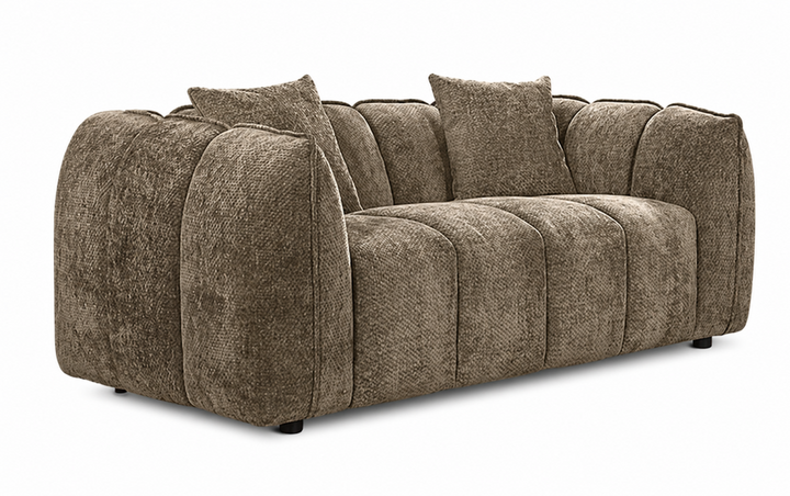 Bulma Taupe 2-Seater Loveseat In Fabric Upholstery