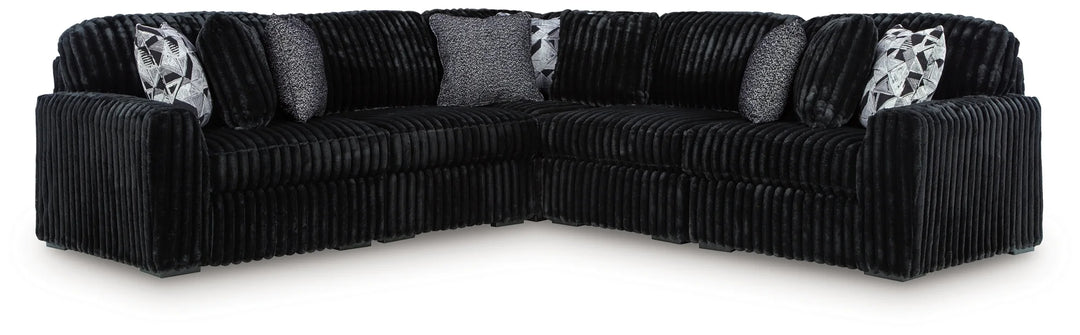 98103S26 Midnight-madness 5-Piece Sectional Sofa In Fabric Upholstery - Onyx | Signature Design By Ashley