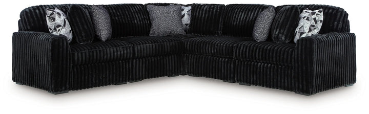 98103S26 Midnight-madness 5-Piece Sectional Sofa In Fabric Upholstery - Onyx | Signature Design By Ashley