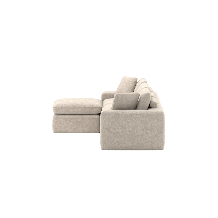 Laviar Fabric Upholstered Beige Sectional Sofa With Chaise