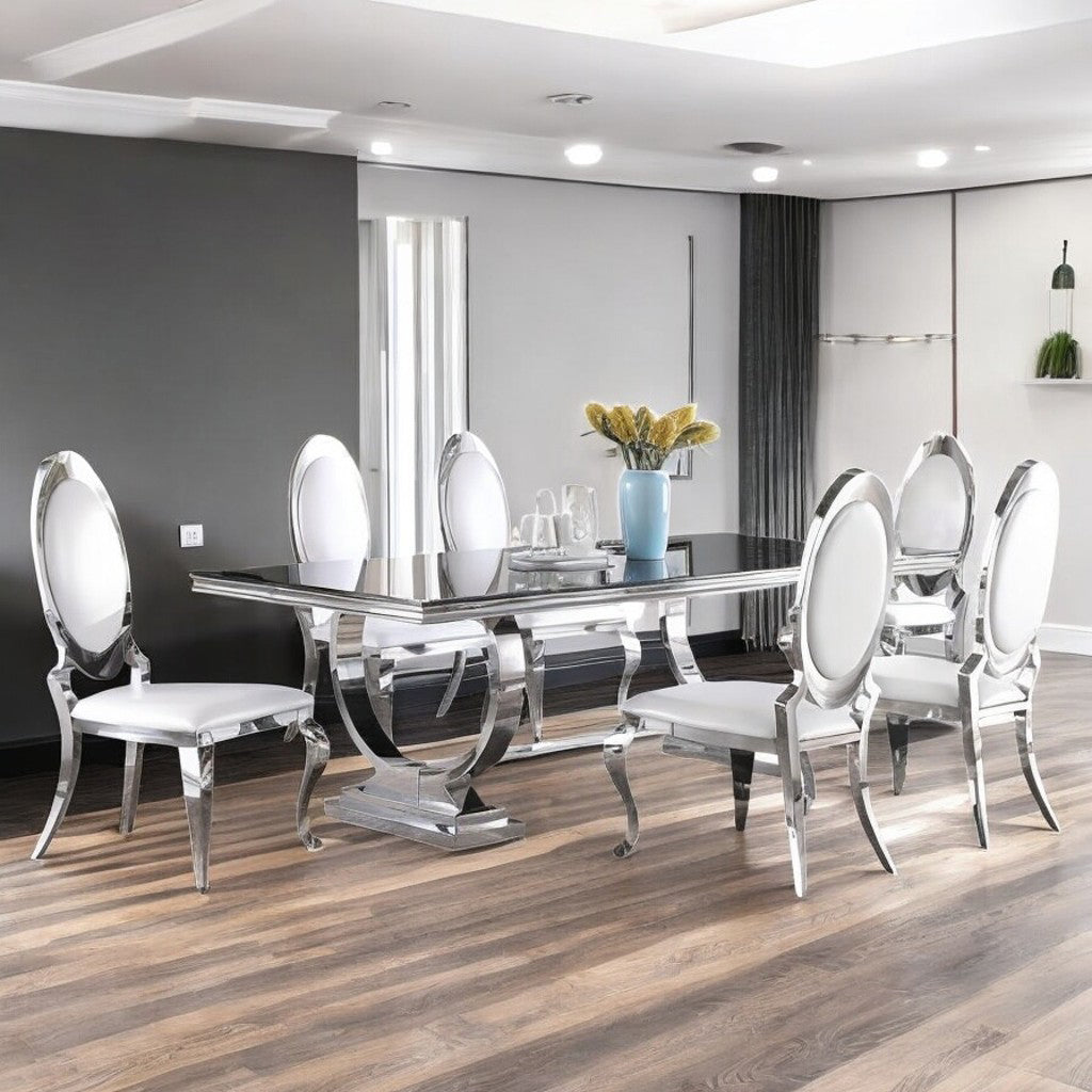 Luxurious Anchorage Side Chairs With Chrome Finish (Set of 2) - Close-Up Detail