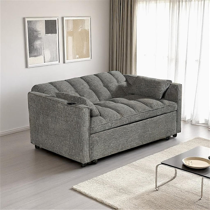 Aspire Fabric Upholstered Sofa Bed In Grey Finish