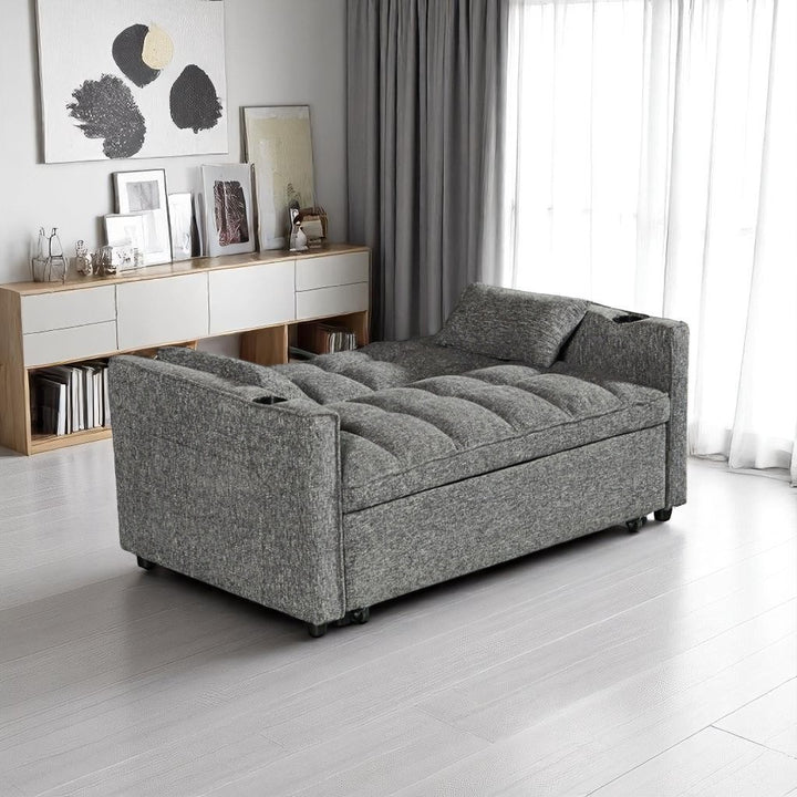 Aspire Fabric Upholstered Sofa Bed In Grey Finish