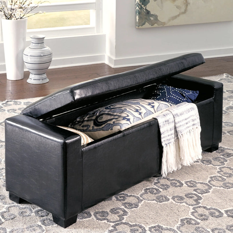 B010-209 Upholstered Storage Bench - Black | Signature Design By Ashley