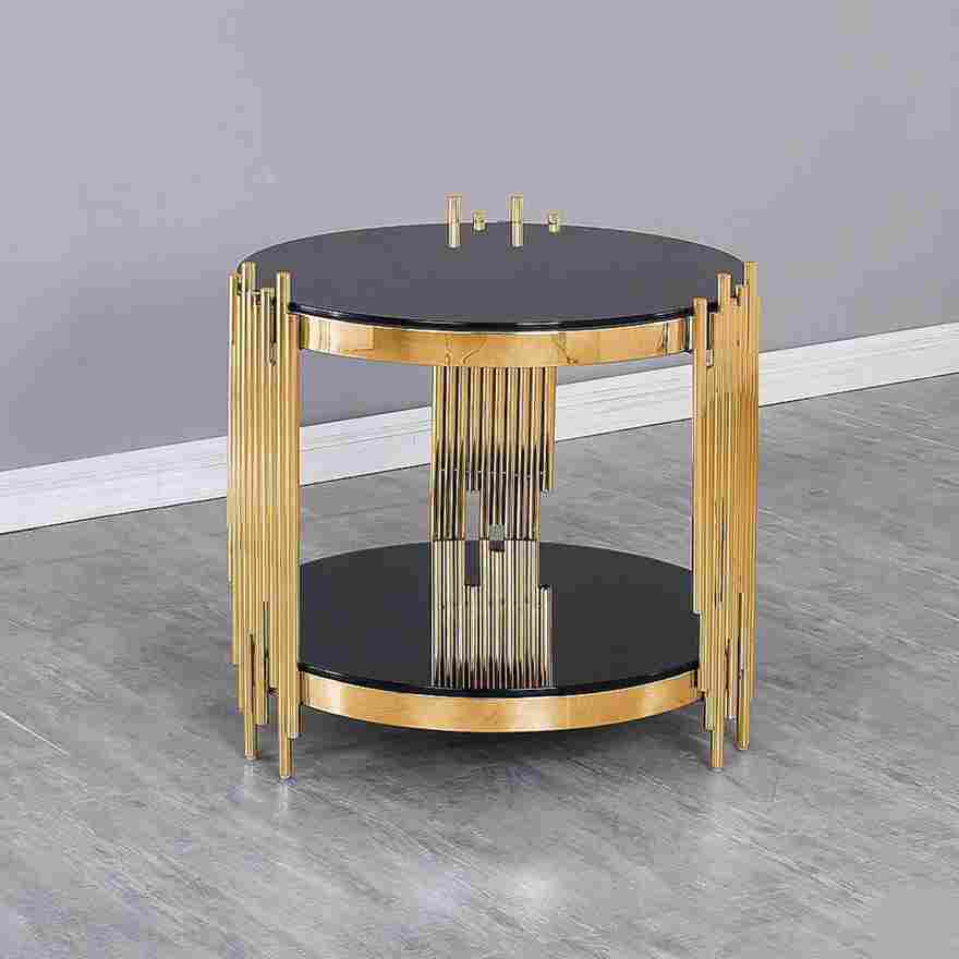 Blox End Table Contemporary Sophistication with Gold Accents