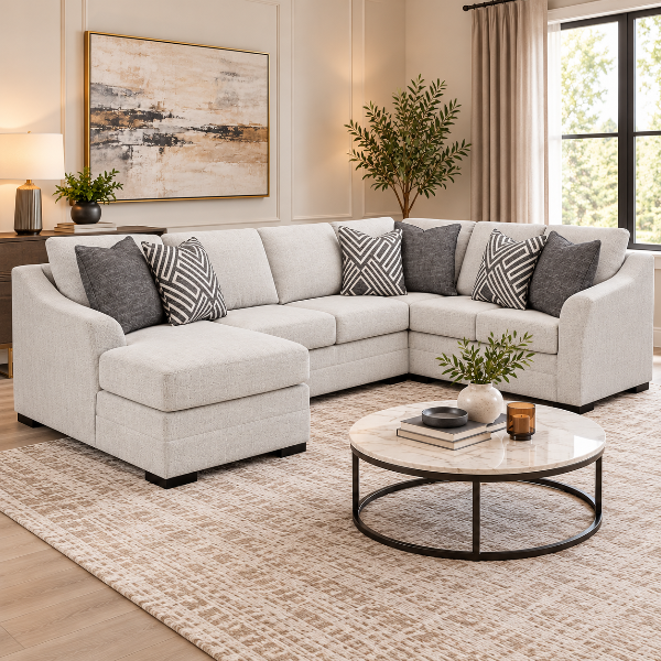 Koralynn 3-Piece Fabric Upholstered Sectional Sofa With Chaise - Stone | Benchcraft By Ashley