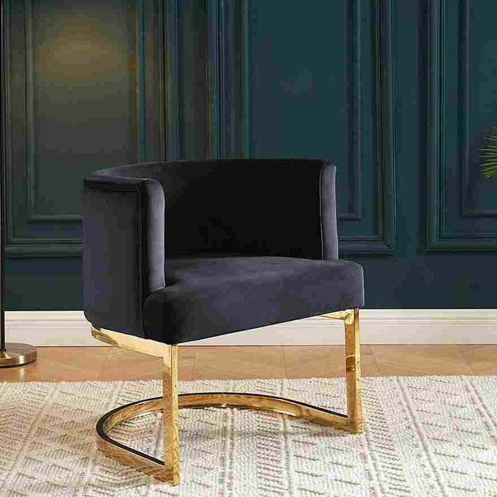Caffrey Black Velvet Accent Chair With Gold Base