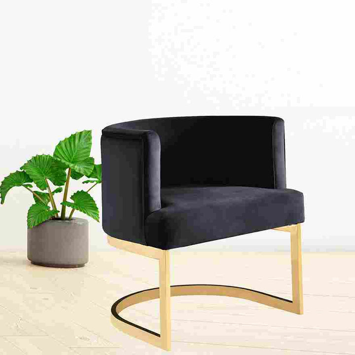 Caffrey Black Velvet Accent Chair With Gold Base