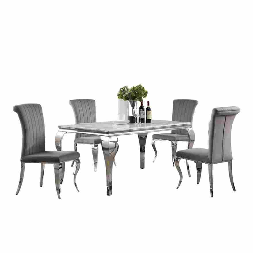 Carone Upholstered Side Chair Set of 2 Grey Velvet and Chrome Elegance