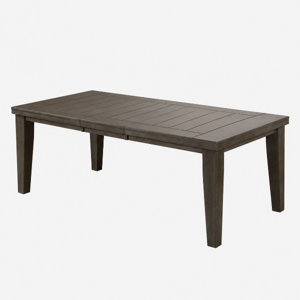 Bevon Solid Wooden Grey Dining Table With Extension Leaf