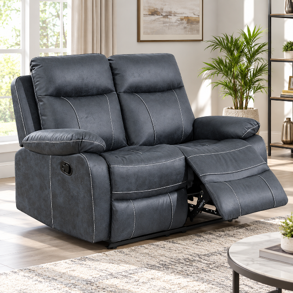 Velmor Manual Recliner Loveseat in Fabric Upholstery - Blue | Timeless, Affordable, Comfortable &amp; Built to Last