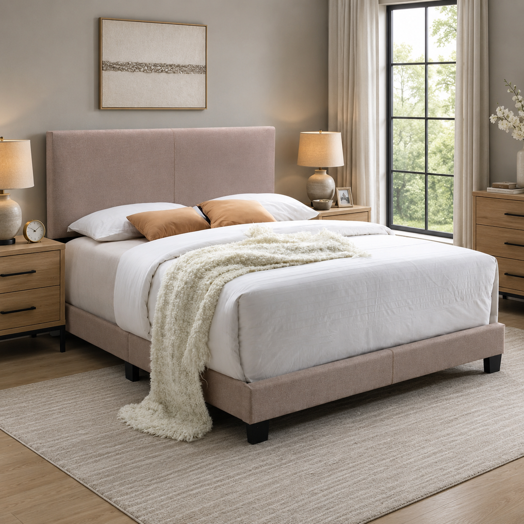 Lawson Fabric Upholstered Platform Bed Frame - Beige