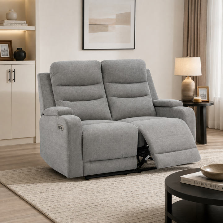 Macha 3-Piece Grey Power Recliner Set In Fabric Upholstery