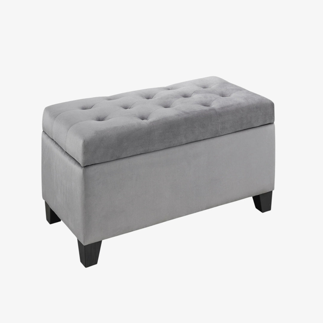 Shiv Fabric Upholstered Grey Storage Accent Ottoman