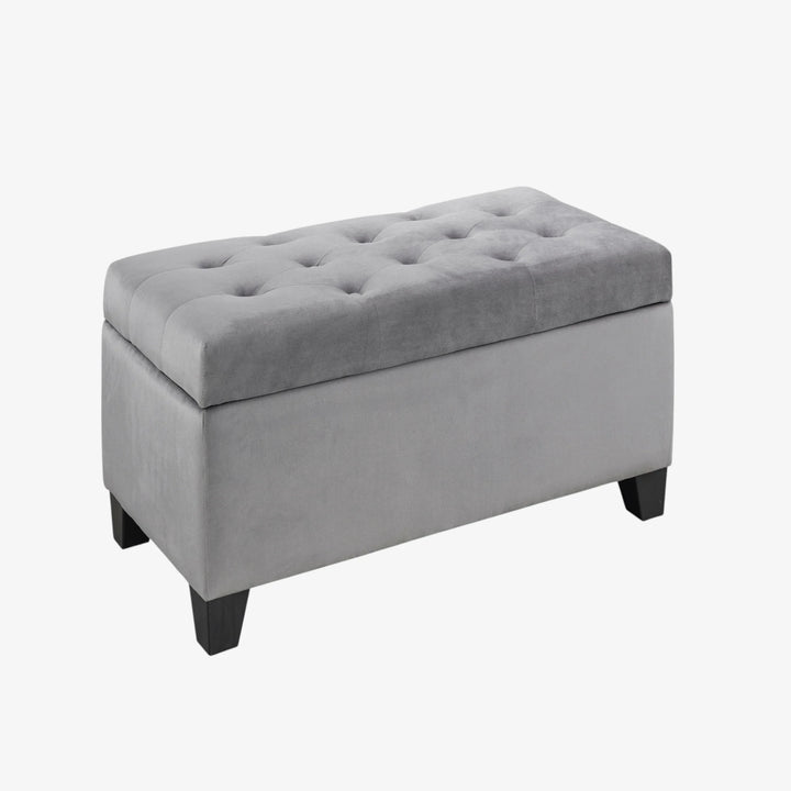 Shiv Fabric Upholstered Grey Storage Accent Ottoman
