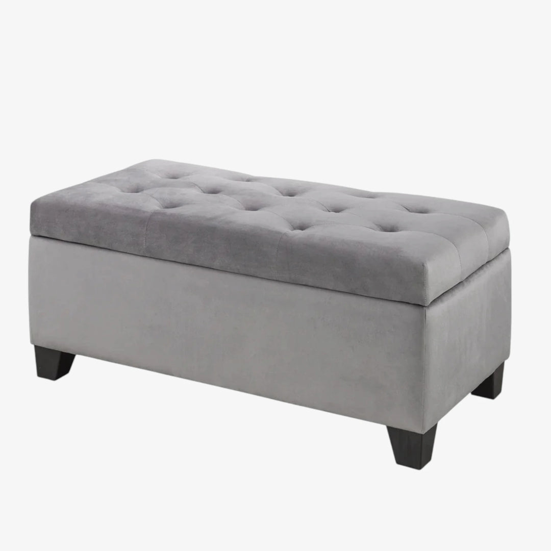 Shiv Fabric Upholstered Grey Storage Accent Ottoman