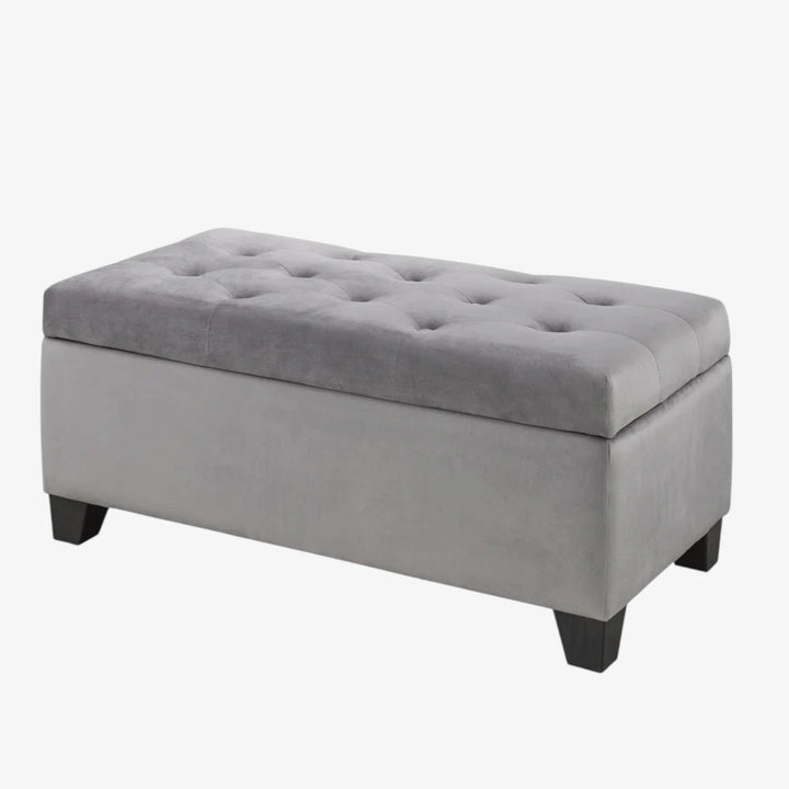 Shiv Fabric Upholstered Grey Storage Accent Ottoman