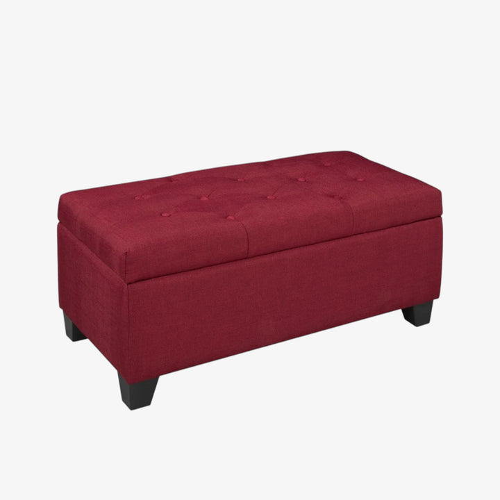 Shiv Fabric Upholstered Red Storage Accent Ottoman