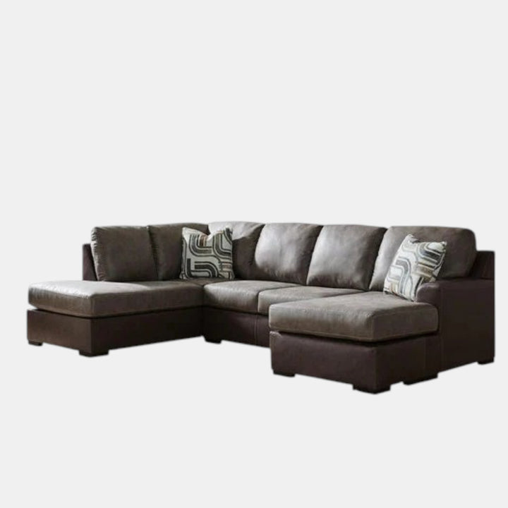 Castille Way 2-Piece Fabric Upholstered Sectional Sofa With Dual Chaise - Fossil | Signature Design By Ashley