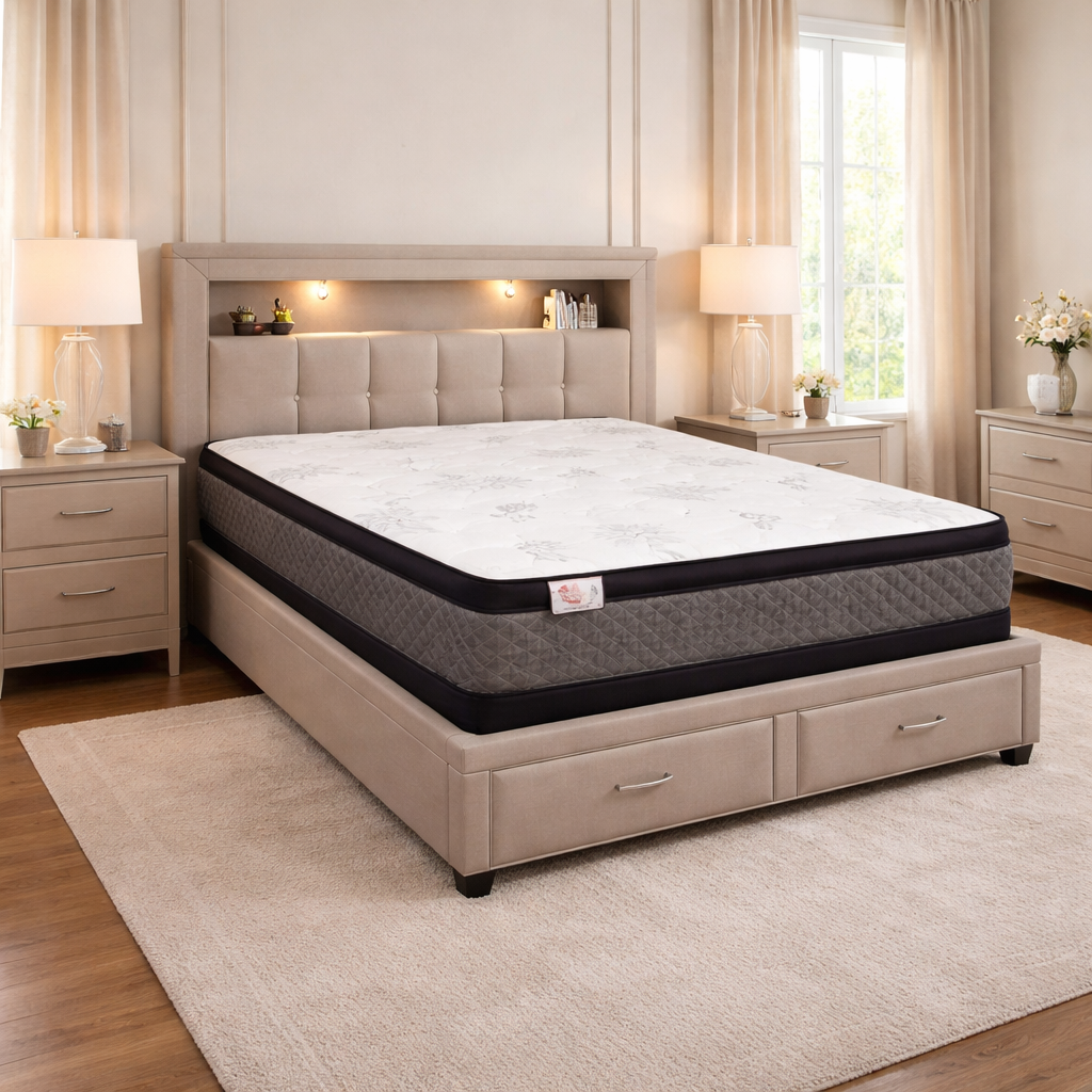 Velvet Rose Medium Firm Mattress | High-density Foam, 2" Euro Top, Coil Spring Support &amp; One-sided Design (In-Store Purchase Only)