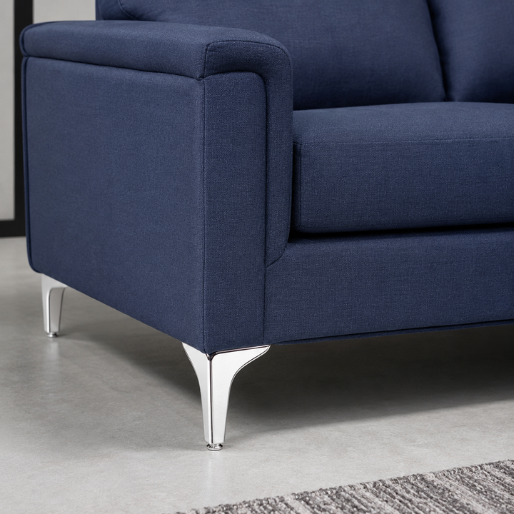 Monarch Fabric Upholstered Sectional Sofa With RHF Corner Chaise - Blue