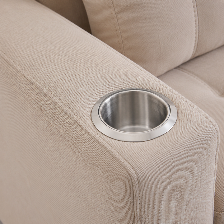 Bexen Fabric Upholstered Sectional Sofa With Reversible Chaise - Beige