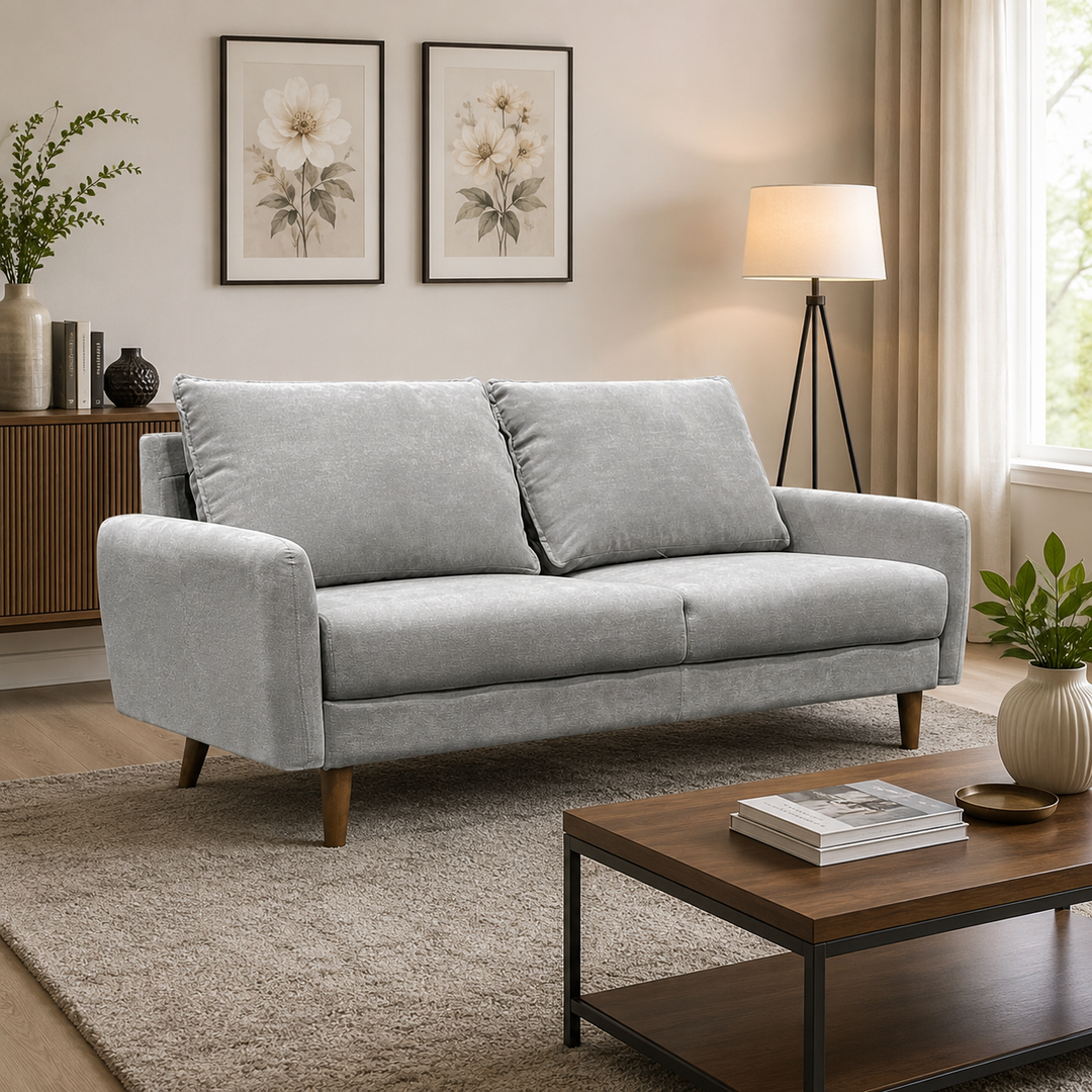 Willey 3-Seater Stationary Sofa In Fabric Upholstery - Dark Grey