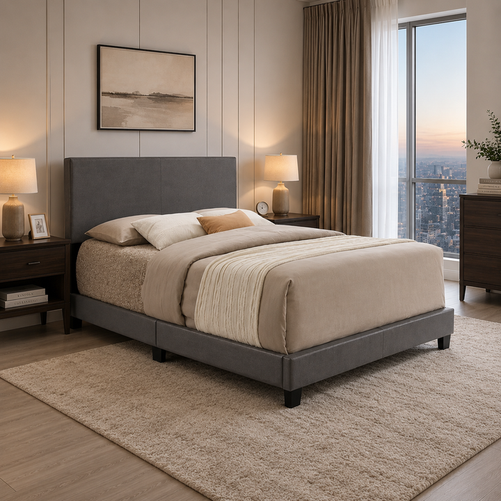 Lawson PU Upholstered Platform Bed Frame - Grey