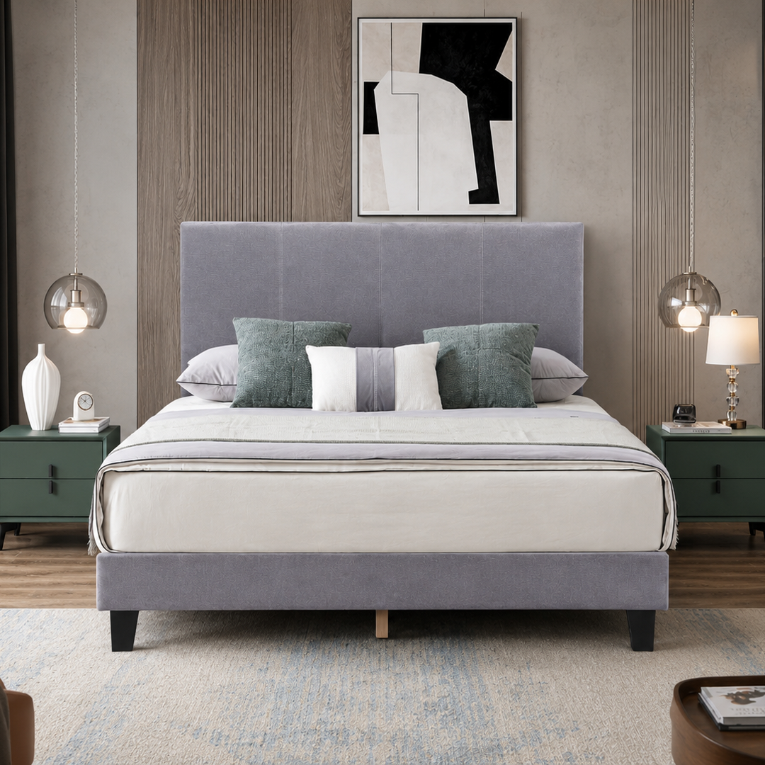 Holden Fabric Upholstered Platform Bed Frame - Grey