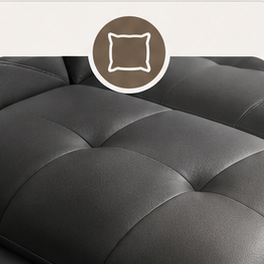 Ewan Air Leather Sectional Sofa Bed with Storage Ottoman &amp; Adjustable Headrests - Black
