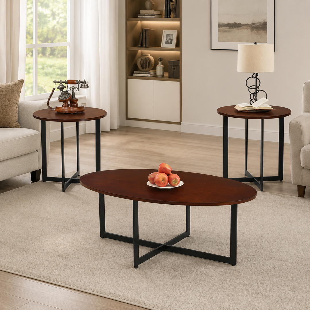 Elio 3-Piece Occasional Table Set - Walnut/ Espresso