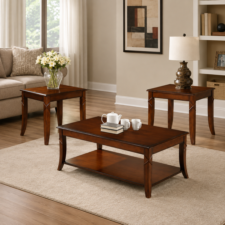 Weston 3-Piece Wooden Occasional Table Set - Walnut