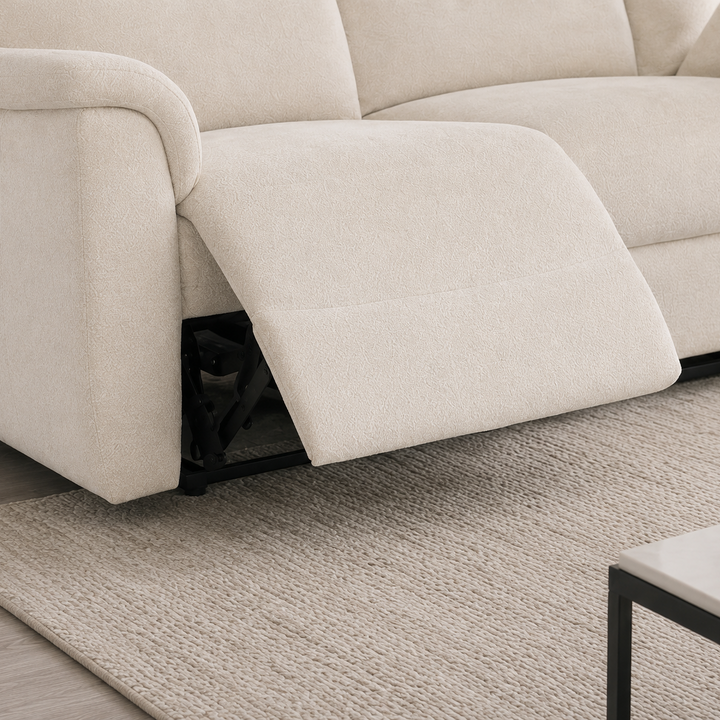 Loid Fabric Upholstered Beige Recliner Sectional With Chaise