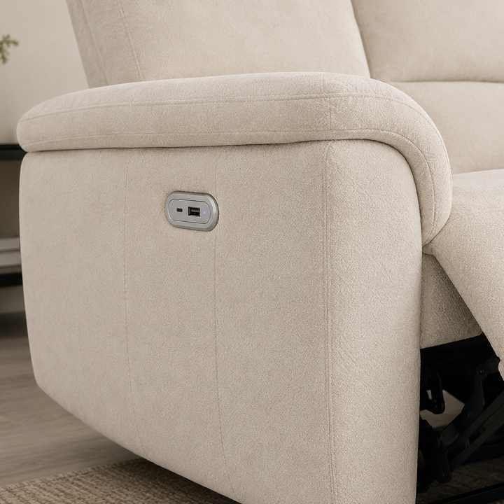 Loid Fabric Upholstered Beige Recliner Sectional With Chaise