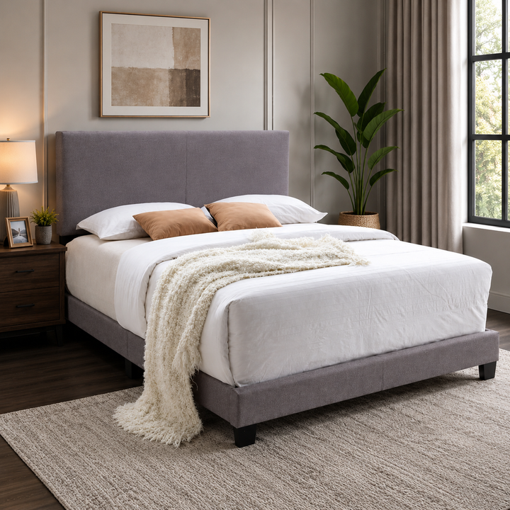 Lawson Fabric Upholstered Platform Bed Frame - Light Grey