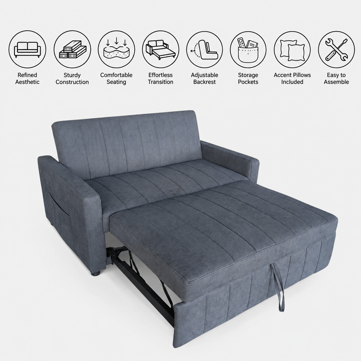Melissa Sofa Bed In Fabric Upholstery - Charcoal