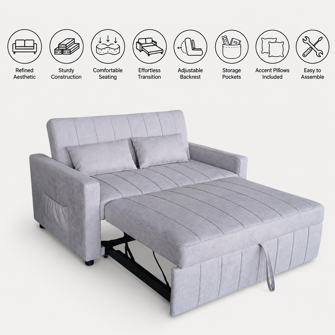 Melissa Sofa Bed In Fabric Upholstery - Cream