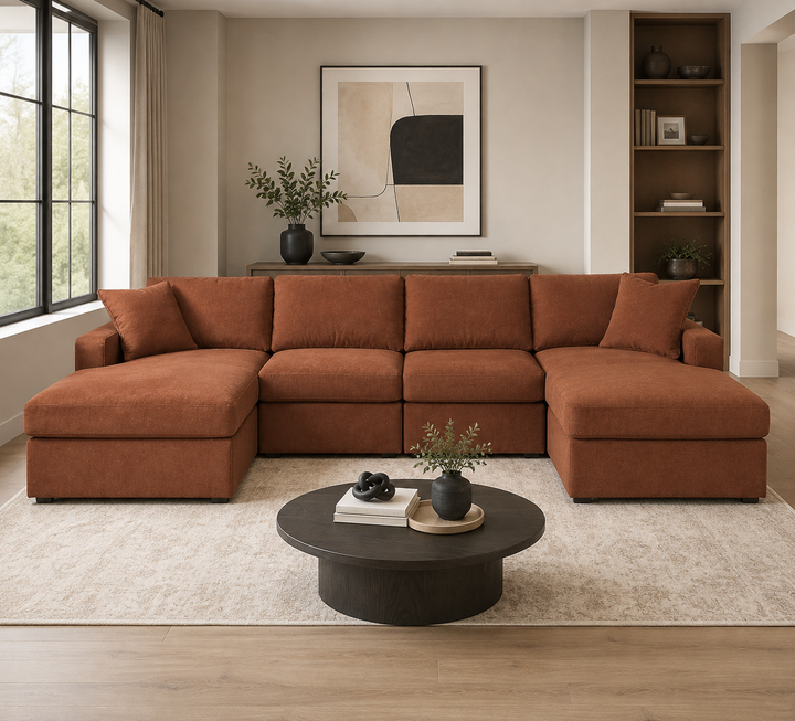 92102S19 Modmax 4-Piece Fabric Sectional Sofa With Dual Chaise - Spice | Signature Design By Ashley