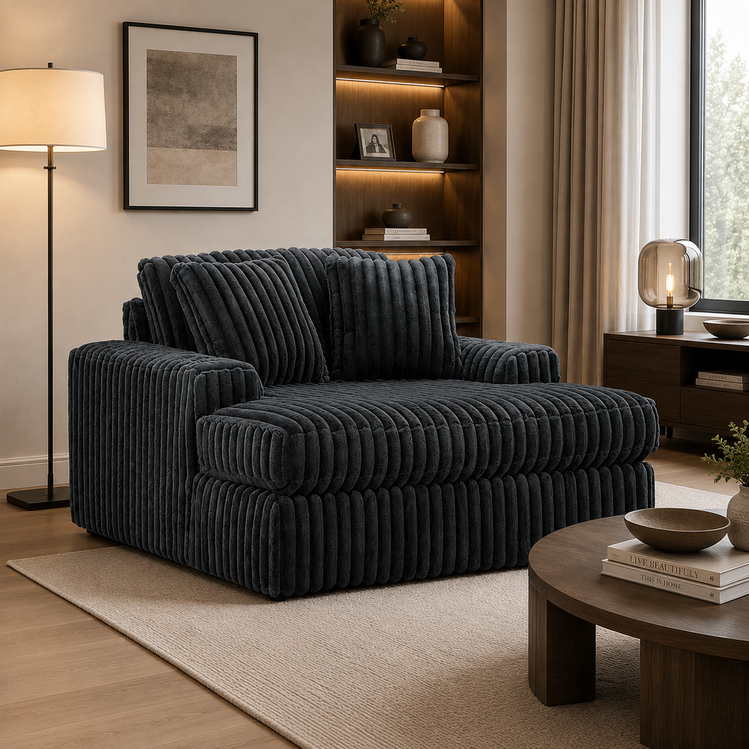9810515 Midnight-madness Oversized Chaise In Fabric Upholstery - Gunmetal | Signature Design By Ashley